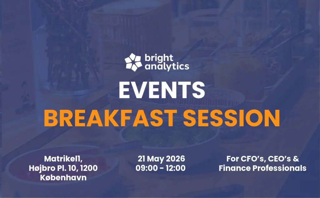 Dark blue image background with text in white and orange saying Events Breakfast Session