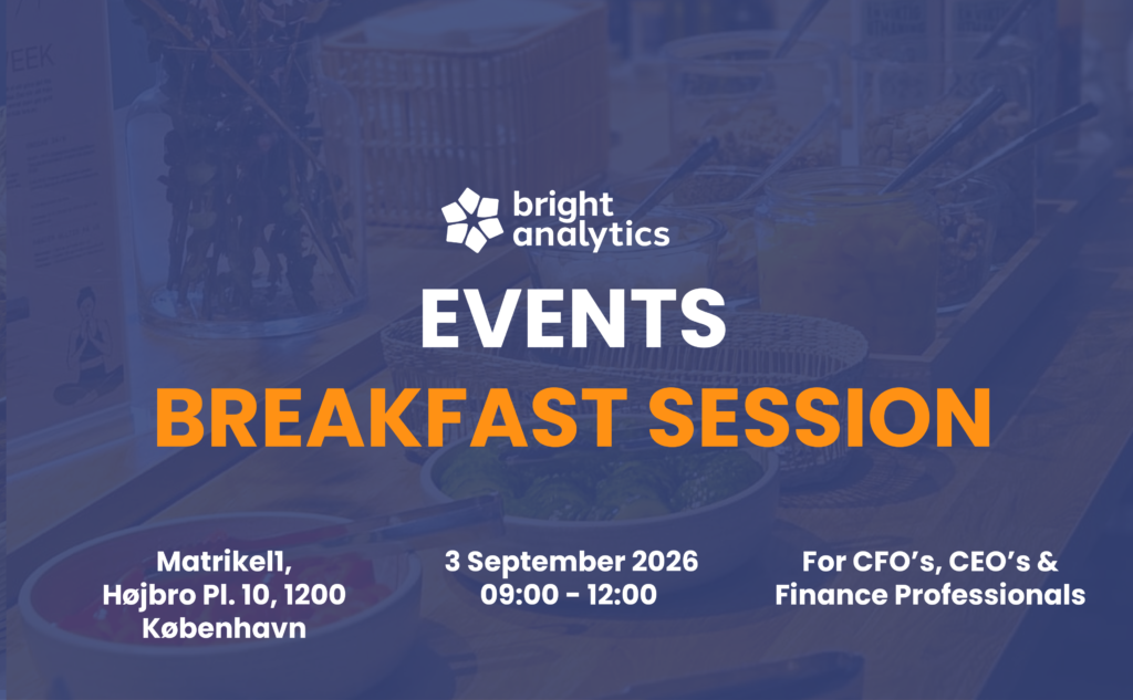 Visual of a BrightAnalytics Breakfast Session promo with white and orange text